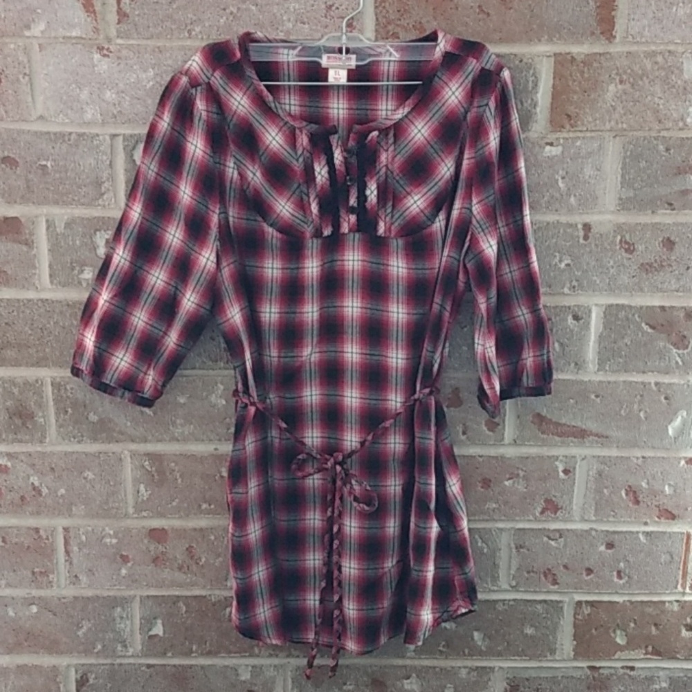 Mossimo Plaid Belted Tunic